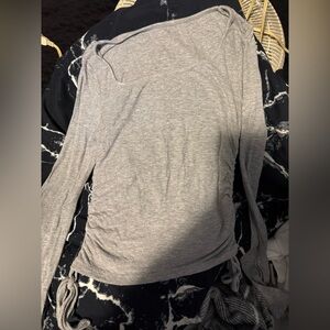 SHEIN Light Gray Ribbed Knit Top